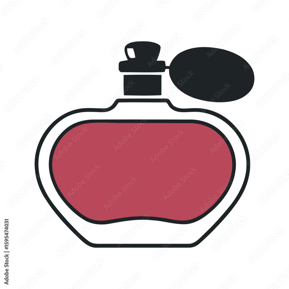 Obraz premium Elegant Perfume Bottle with Atomizer Vector Illustration: A Classic Design for Fragrance, Beauty, and Personal Care Products in a Stylish and Timeless Style