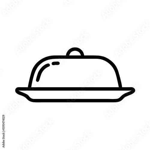 Simple butter dish on plate with transparent background  