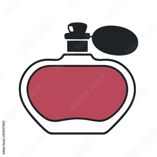 Elegant Perfume Bottle with Atomizer Vector Illustration: A Classic Design for Fragrance, Beauty, and Personal Care Products in a Stylish and Timeless Style