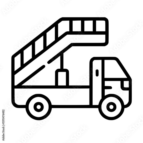 Outline Icon of Airport Passenger Stairs Truck
