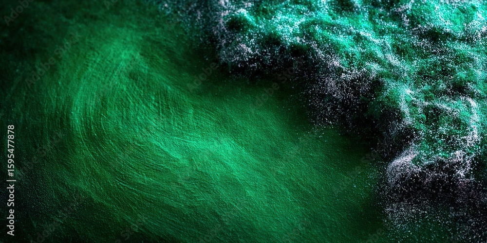 Fototapeta premium An abstract image of vibrant green water with foamy white textures.