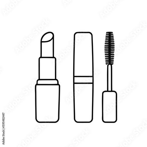 Lipstick and mascara cosmetic products beauty makeup