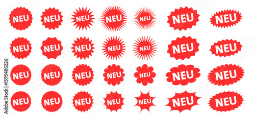 rotes neu sticker und störer label set vektor