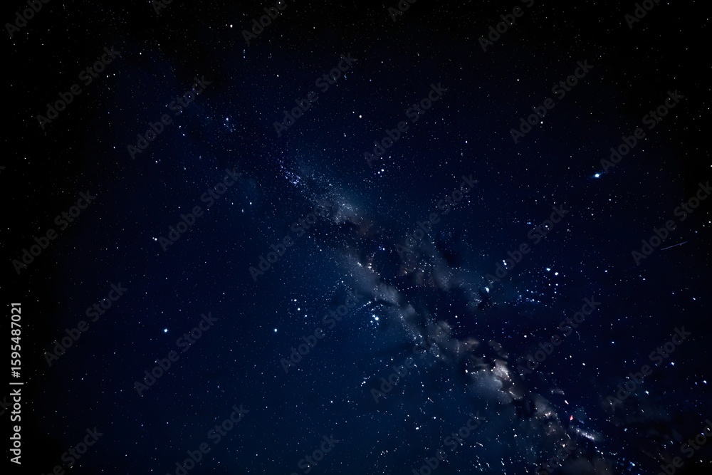 Obraz premium Dark Night Sky: Milky Way Galaxy, Starry Background, Cosmic Landscape, Serene Atmosphere.