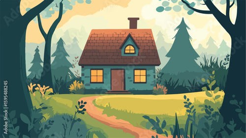 Enchanting Fairytale House Nestled in Cozy Forest Cottage Landscape