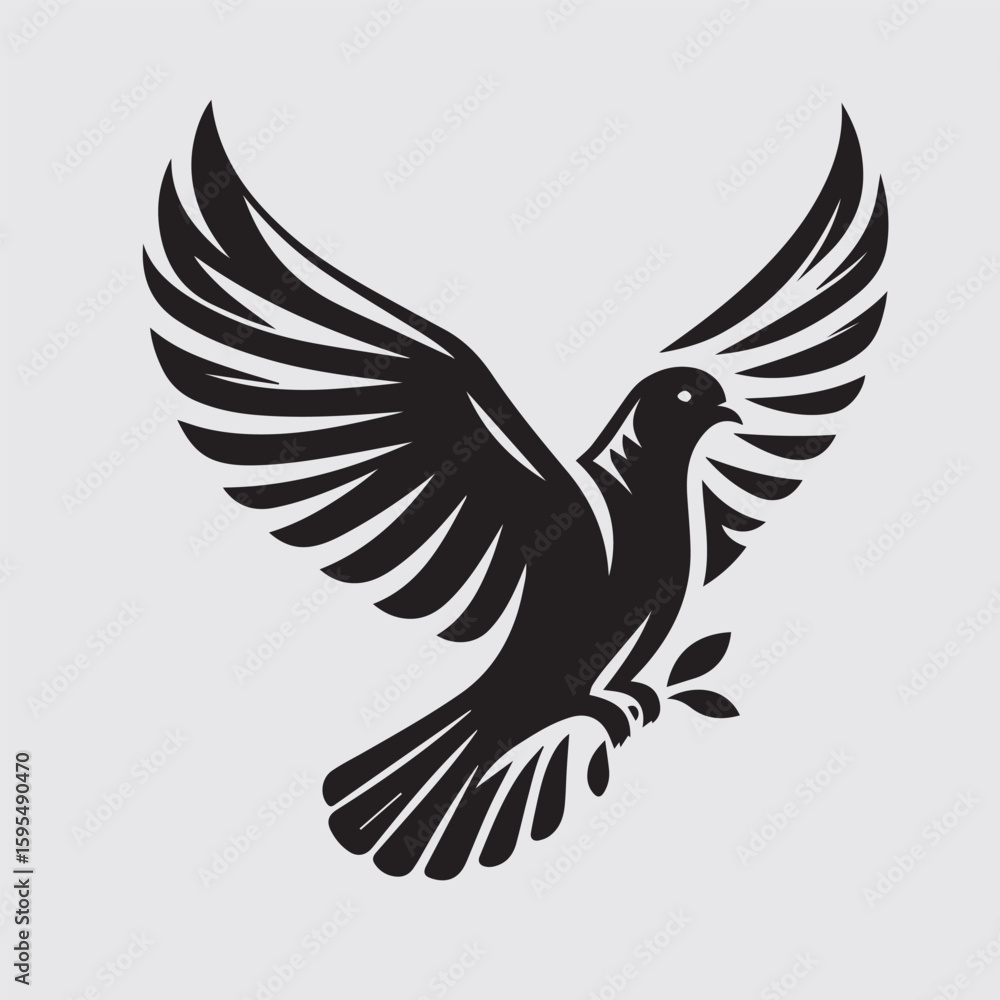 Obraz premium dove of peace black vector