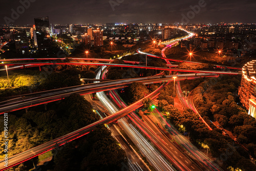 Photography shanghai traffic at night