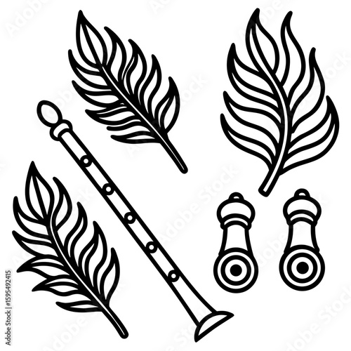 vector set of feathers
