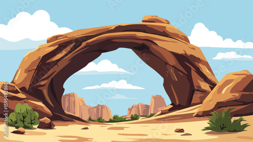 Majestic Natural Rock Formation in Arid Desert Landscape