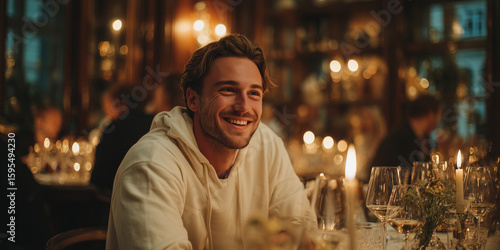portrait of a young man in an elegant restaurant