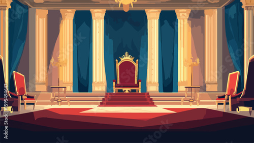 Luxurious Royal Throne Room Palace Interior for Historical Sett