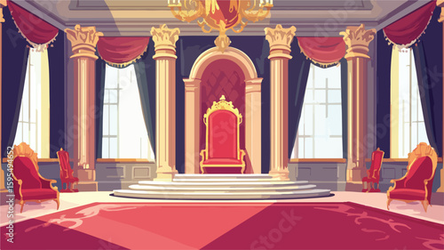 Luxurious Royal Throne Room Palace Interior for Historical Sett