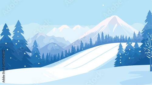 Breathtaking Ski Slope Winter Mountain Scene for Snow Sports Enthusiasts