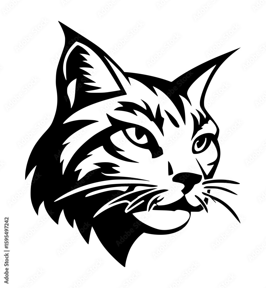 Obraz premium Monochrome icon of a lynx face looking to the side
