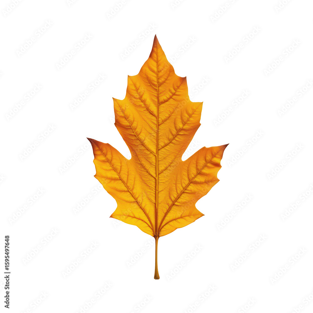 Fototapeta premium Bright Orange Leaf Against Transparent background, Autumn Nature Detail