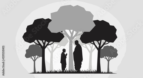 Spiritual guidance and shared wisdom under the shade of ancient trees
