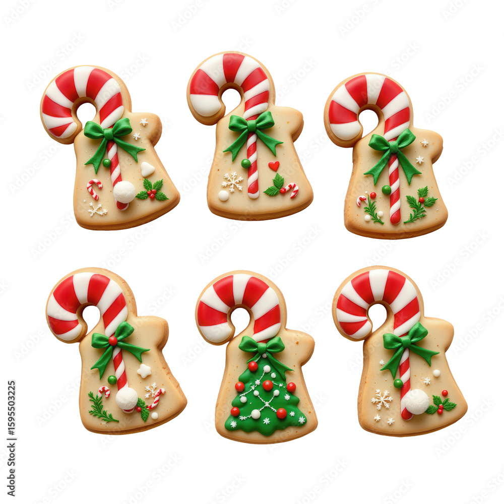Obraz premium Decorative Christmas Cookies with Candy Canes and Holiday Themes
