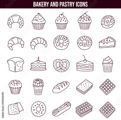 Delightful collection of bakery and pastry icons