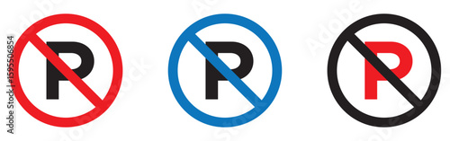 No parking sign icon. No parking sign solid and line icon. vector illustration. eps file.
