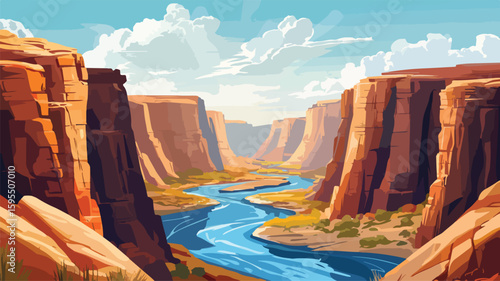 Dramatic Canyon River Landscape: Simple Scenery with Flawless Beauty