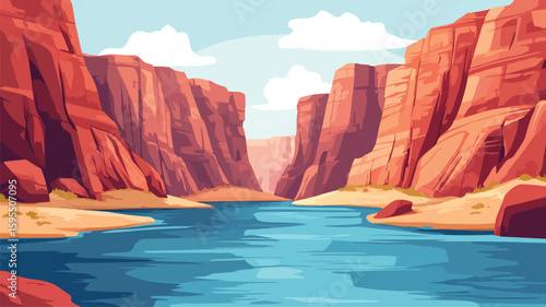 Breathtaking Canyon River Landscape with Red Rocks and Clear Water