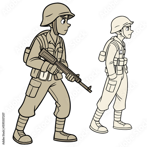 vector illustration of a soldier