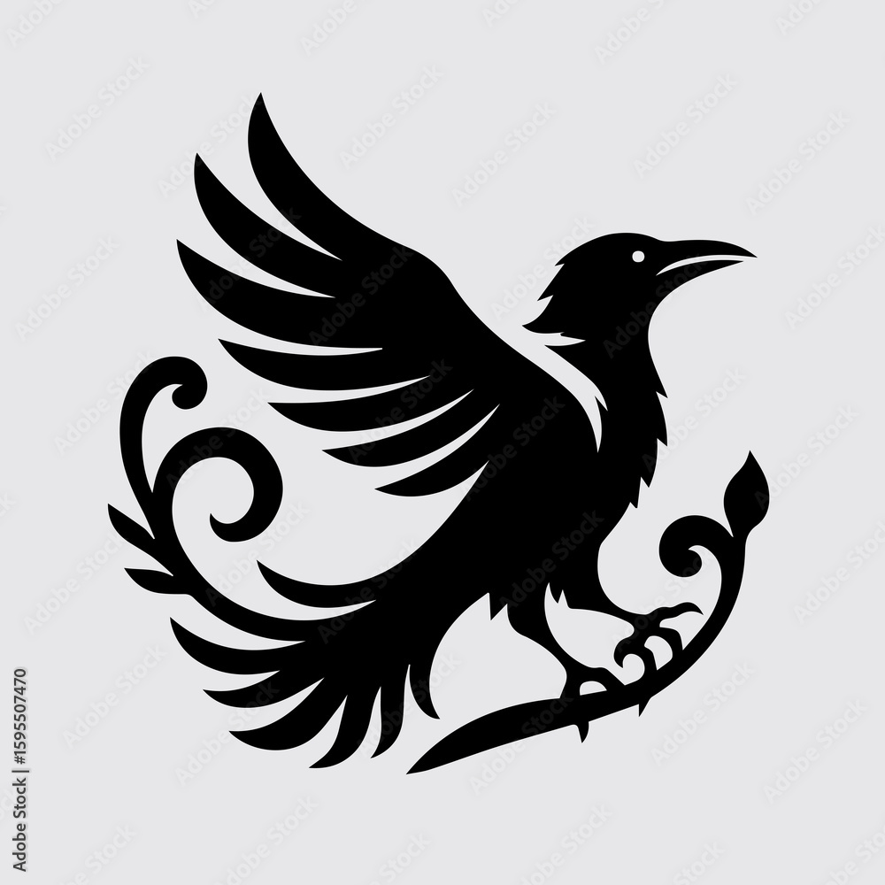 Obraz premium crow on a white background