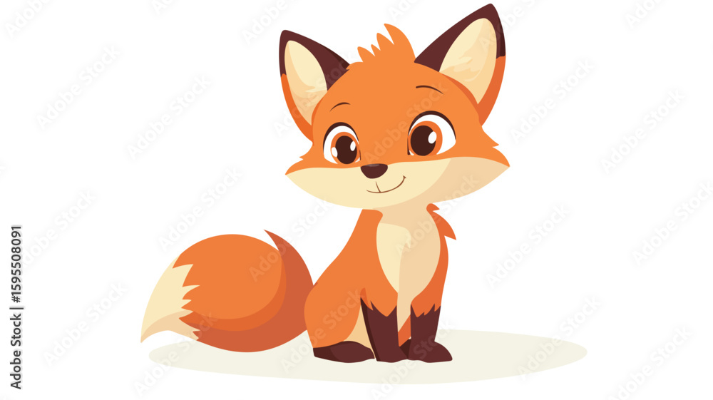 Fototapeta premium Adorable Cartoon Fox Illustration: Versatile and Simple Flat Design for Creative Projects