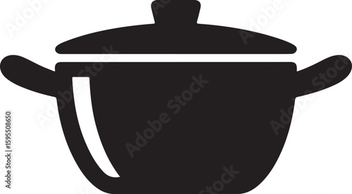 Stock Vector Illustration Simple Black and White Cooking Pot Icon