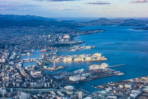 Aerial View of Fukuoka City and Port Area, Japan