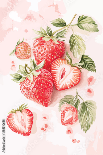 adorable background of strawberry drawing