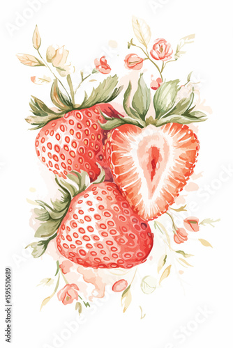 adorable background of strawberry drawing