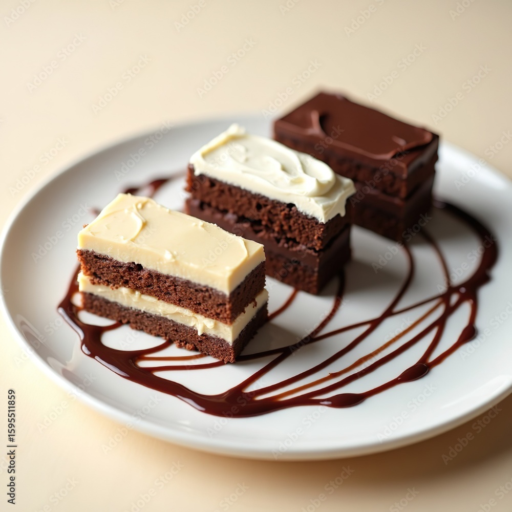Delicious chocolate cake slice with layered cream Delicious chocolate cake slice with layered cream