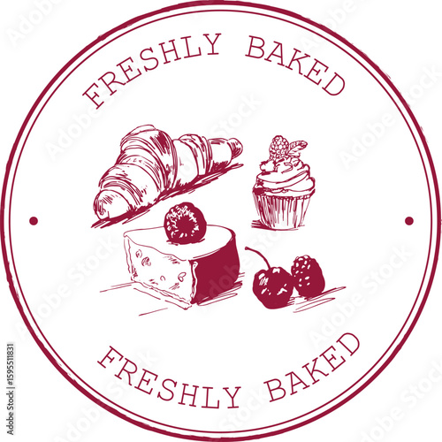 round rubber stamp that says freshly baked