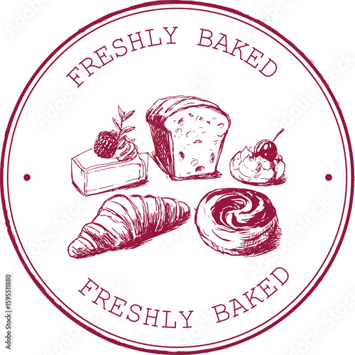 round rubber stamp that says freshly baked
