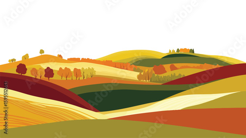 Vibrant Autumn Rolling Hills Landscape: Scenic Beauty with Rich Colors