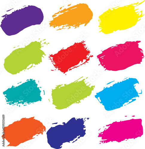 set of vector shapes of paint brush strokes