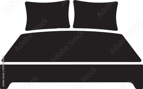 Comfortable Double Bed Icon Simple Black Silhouette Illustration