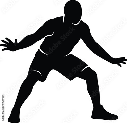 Silhouette basketball player defending low position vector Illustrator