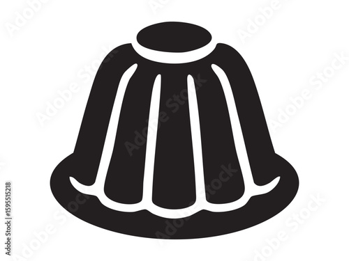 Black silhouette of jelly dessert icon in minimal flat style isolated on white background. Concept of pudding, gelatin sweet, cake symbol, dessert food element, graphic design illustration
