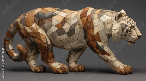 Wood Tiger Sculpture