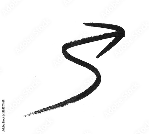 Hand-Drawn Black Wavy Arrow Icon PNG - Sketchy Direction Pointer, doodle icon, marker brush arow