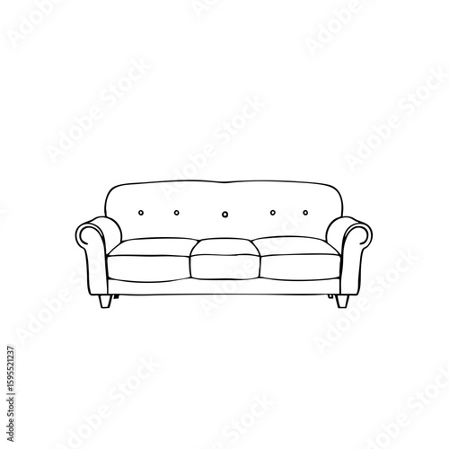 Simple line sketch of a couch in a minimalist style  