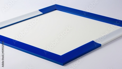 A blue and white border kept on a clean white area. Photo frame.