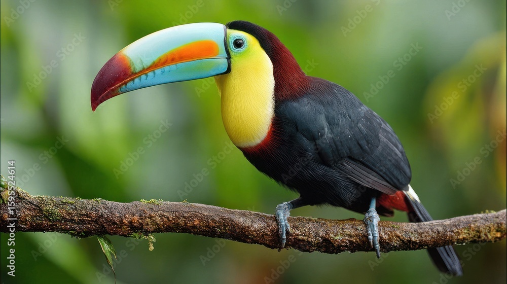 Obraz premium Colorful toucan perched on branch