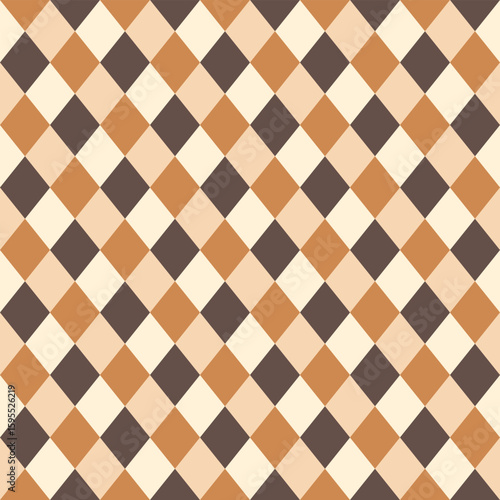 Seamless argyle pattern featuring brown and beige diamonds forming a classic and visually appealing design
