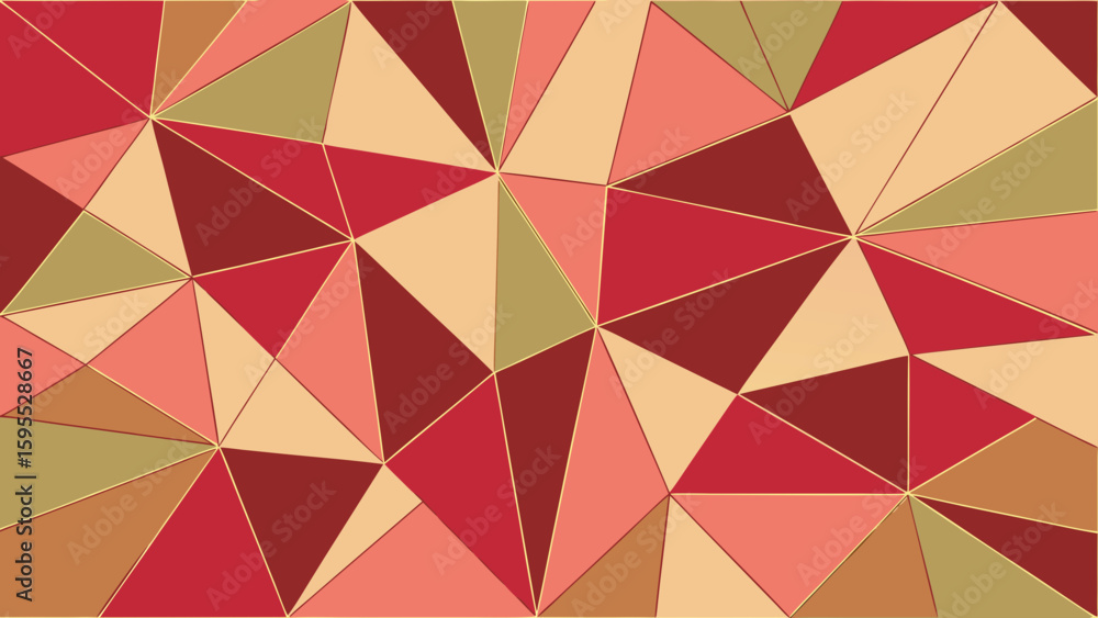 Fototapeta premium Geometric abstract pattern with red and beige triangular shapes 