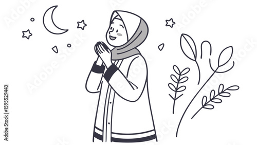 Girl praying at night 