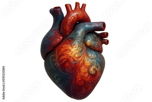 Wallpaper Mural 3d rendering of a human heart with intricate details, showing veins and arteries, isolated on transparent background, ideal for medical illustrations Torontodigital.ca