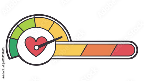 love health meter gauge progress bar heart wellness tracking indicator design isolated on white background